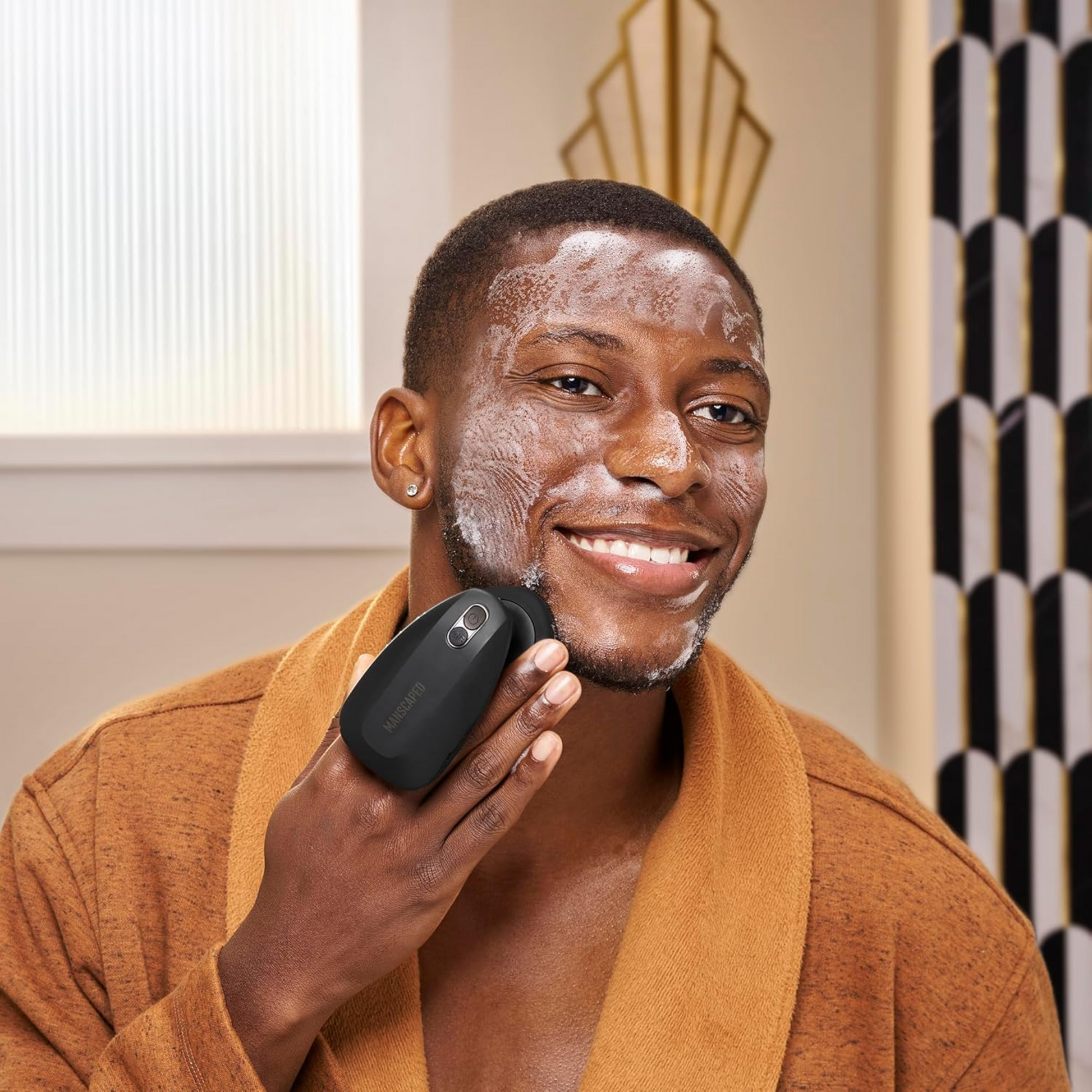 MANSCAPED® The Face Buffer PRO - Limpiador facial eléctrico de silicona para hombre para nutrir, limpiar profundamente y exfoliar tu piel, 3 modos de limpieza facial y 2 velocidades de vibración
